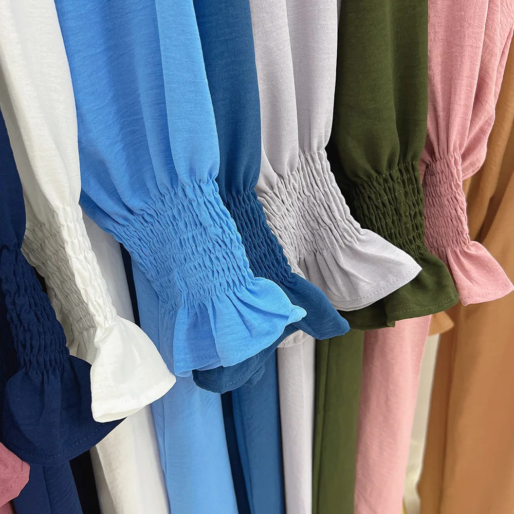 Prayer Dress Solid Color Jazz Crepe Dubai Turkish Muslim Abaya Loose Islamic Clothing Women Modest Outfits Ramadan Eid Hijabi 240529