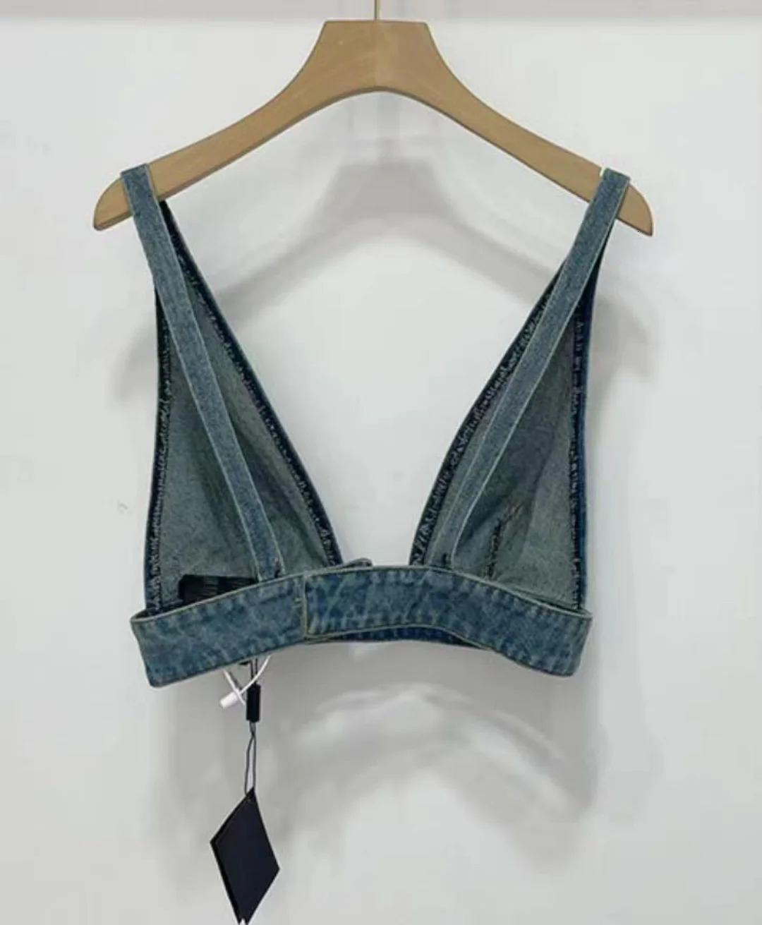 2024 Spring Womens Denim Tank Top with Adjustable Back Buckle Sexy Females Bra CC0880 240603