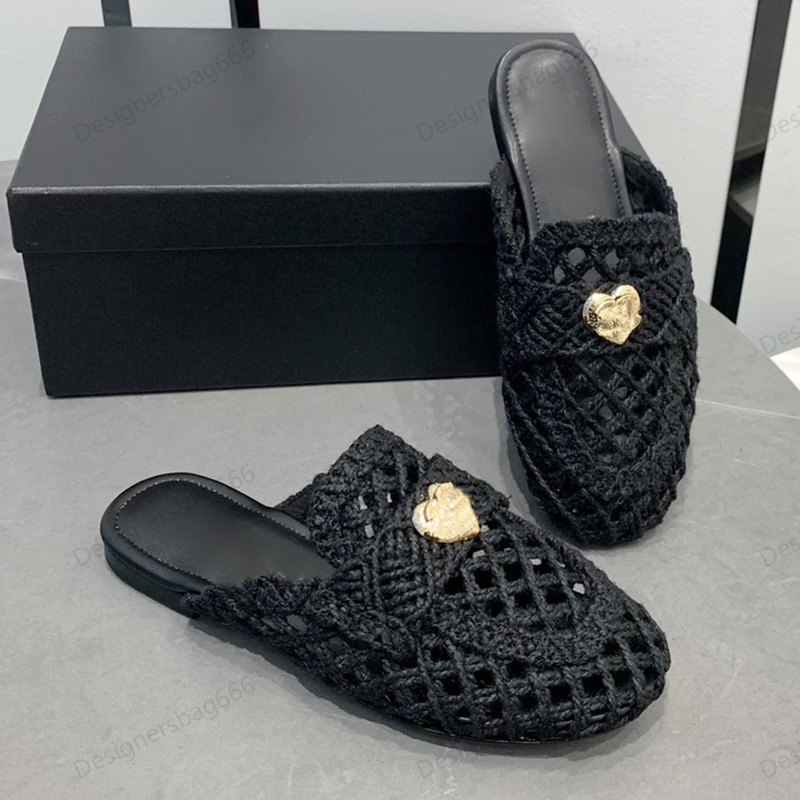 Vintage staw shoe Slip On Loafers Designer Womens Hemp Rope Fisherman Sandal Flat Heels Gladiator Slipper Bohemian Flip Flops Lambskin Mules Slides Beach Slipper