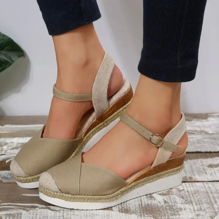 Women Closed Toe Wedge Sandals Women Summer Buckle Strap Gladiator Shoes Woman Fashion Espadrilles Platform Sandalias Mujer 240528