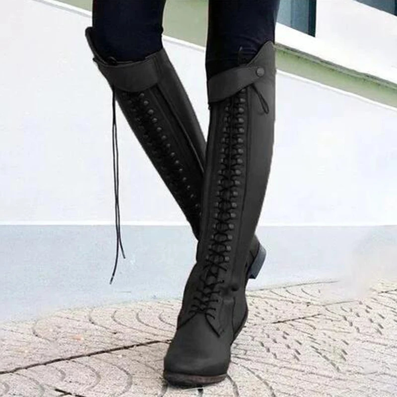 FGHGF Autumn Winter Fashion Products With Zipper Square With Low High Knight Boots Personality Riding Boots 34 And 43 Female 240607
