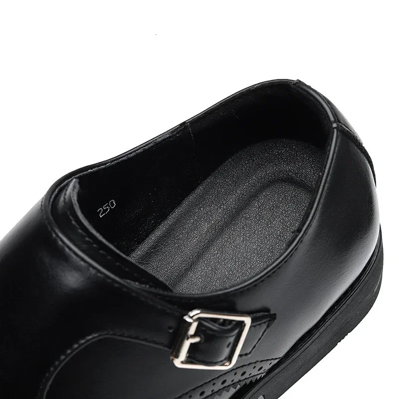 Mens British Business Dress Shoes Leather Formal Brogue Shoes Men Monks Shoes Double Buckle Oxfords Black Brown Wedding Shoes 240607