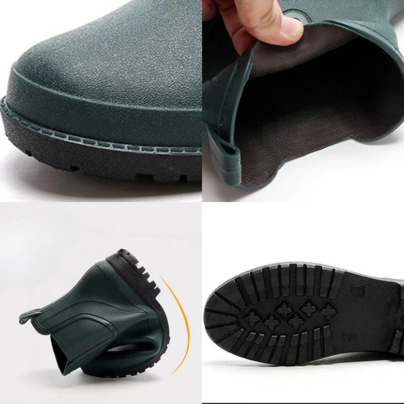 Short Mens Rain Boots Waterproof Mens Rubber Shoes Comfortable Mens Fishing Boots Work Male Safety Shoes Botas Para Hombre 240607