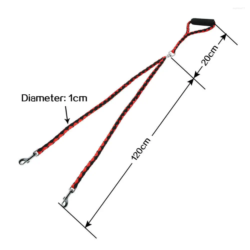 Update Dog Collars With Handle Double Twin Lead Safty Anti-Winding Leash Rope Walk Training Nylon Pet