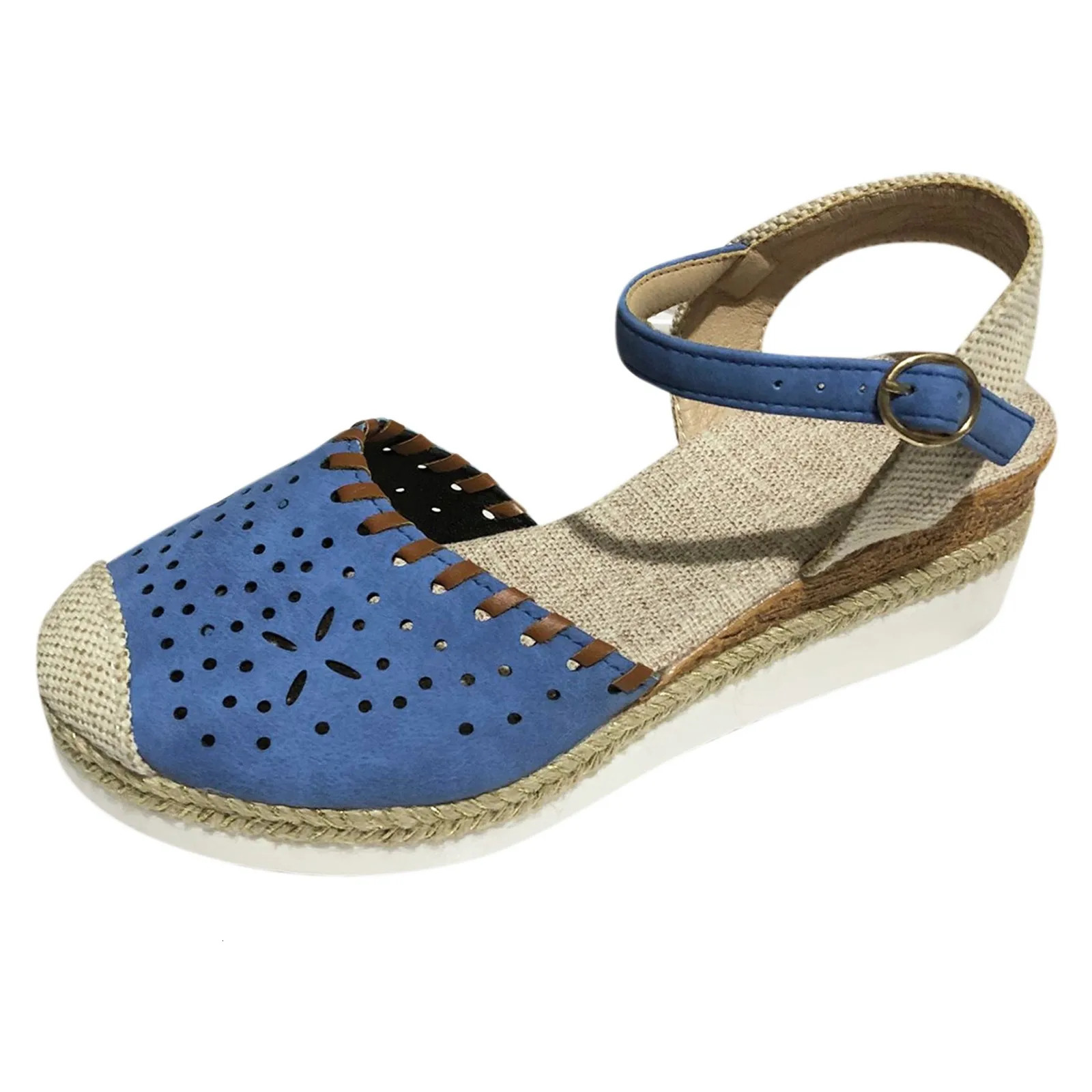 Vacation Classical Shoes For Women Hollow Out Espadrille Ankle Strap Womens Sandals Anti-Slip Wedge Sandals Women Shoes 240528