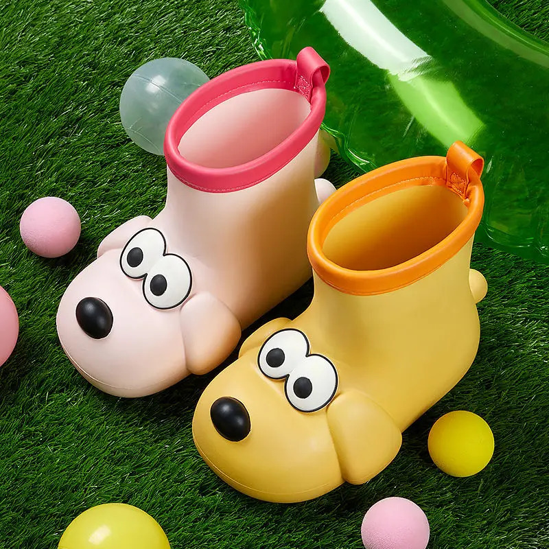 Childrens Fashion Rain Boots Boy Cartoon Dog Nonslip Waterproof Baby Girls Water Shoes Outdoor Midcalf 240603