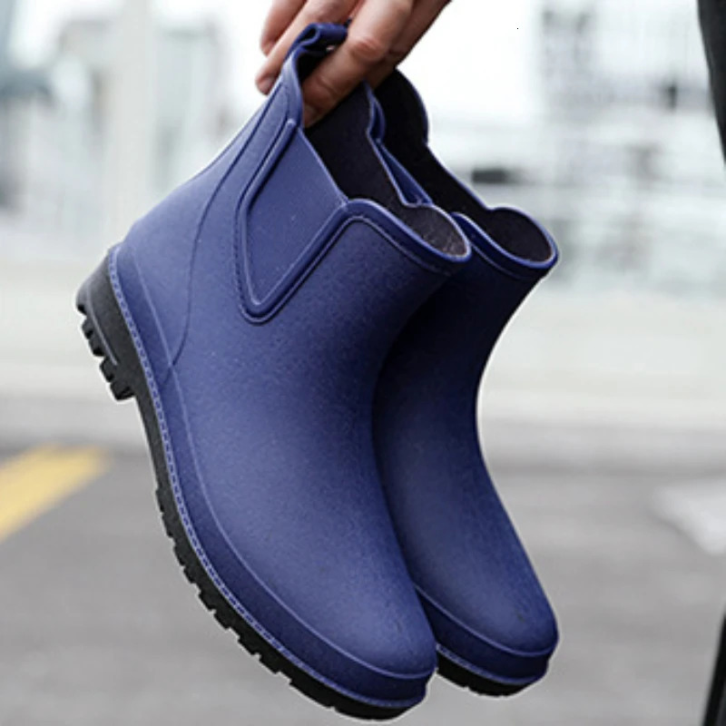 Short Mens Rain Boots Waterproof Mens Rubber Shoes Comfortable Mens Fishing Boots Work Male Safety Shoes Botas Para Hombre 240607