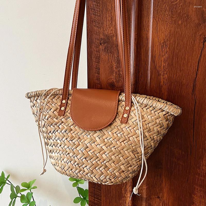 2025 NEW Evening Bags Women Straw Woven Summer Beach Large Capacity Weaving Shoulder With Ribbon Clutch For Outdoor Travel zhanyishengli