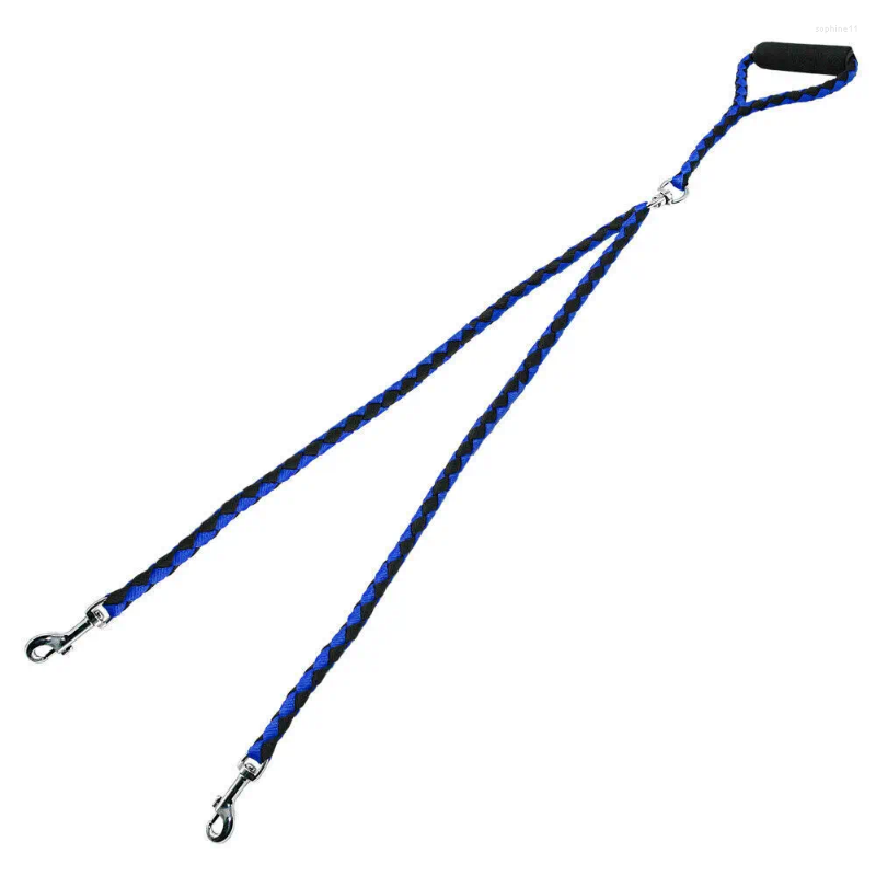Update Dog Collars With Handle Double Twin Lead Safty Anti-Winding Leash Rope Walk Training Nylon Pet