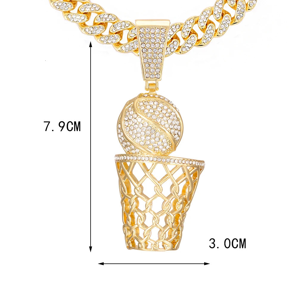 Fashion Hip Hop Cuban link Chain Pendant Necklace Basketball Frame Necklaces For Men Boy Long Chain Necklace Jewellery Gift 240531