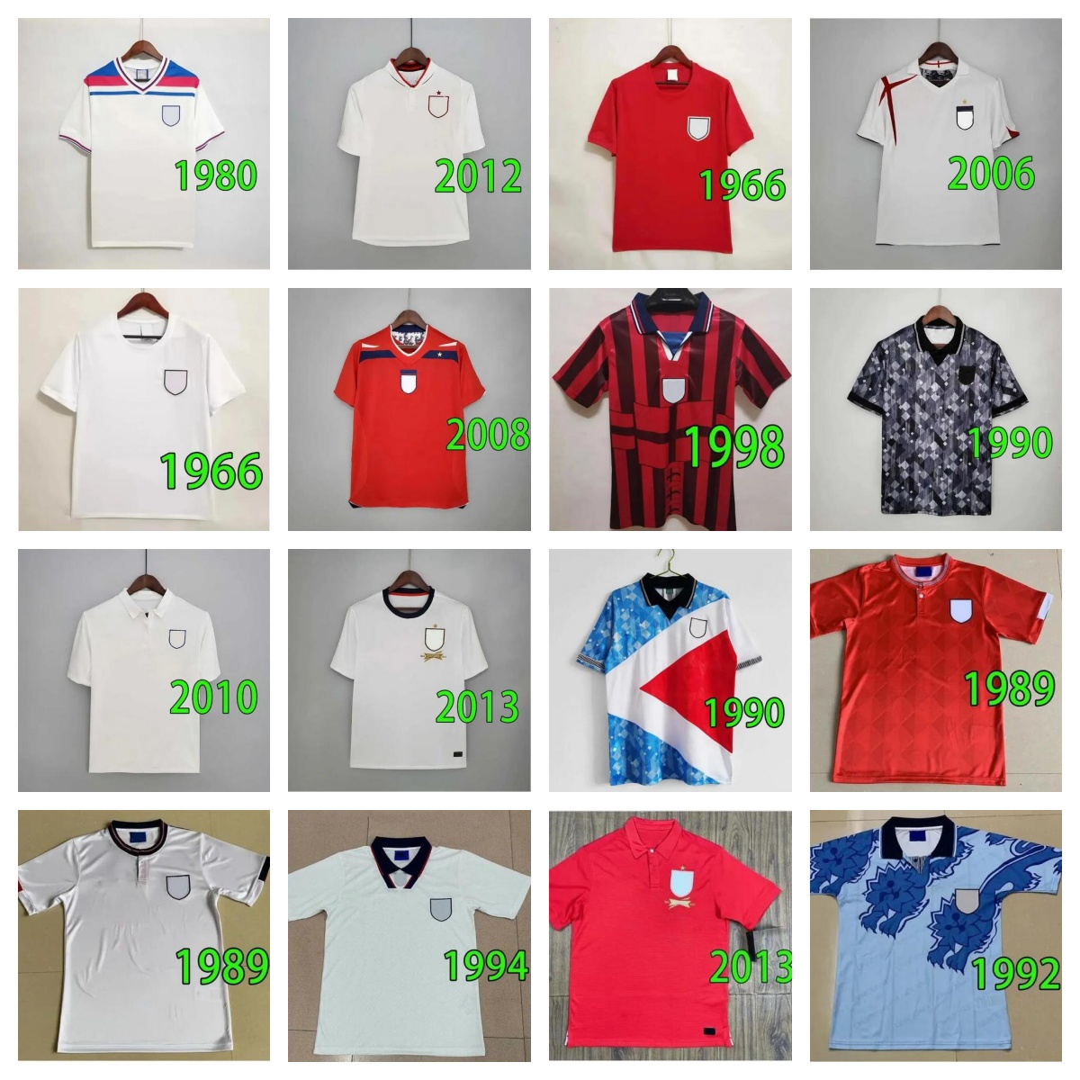 Englands Retro 1990 2002 82 84 87 90 94 95 96 98 99 01 Football Shirt Vintage Soccer Jersey Classic Men's Top Home White Away Red SHEARER LINEKER GERRARD