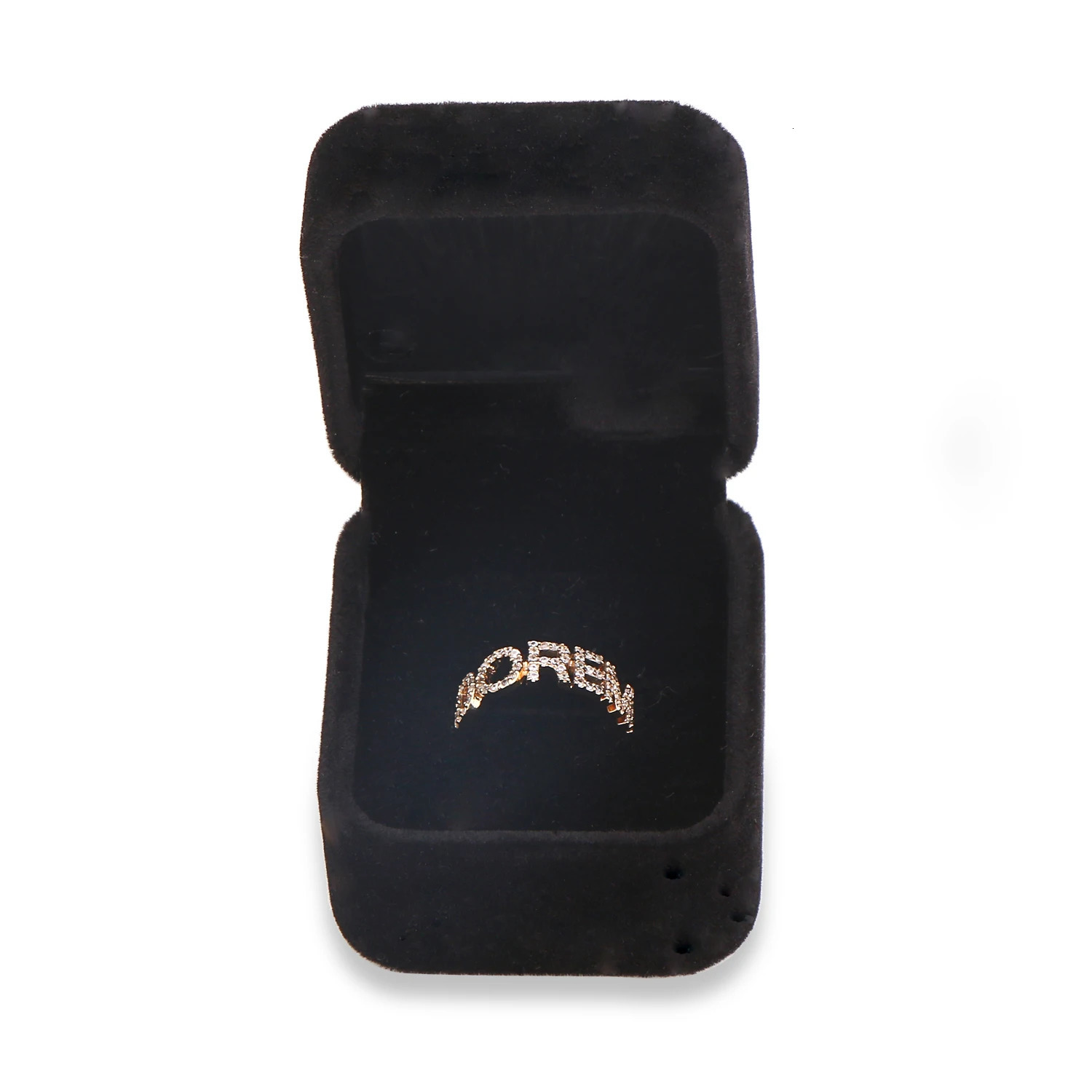 DOREMI Closed Ring Custom Name/Number Ring Iced Out Zircon Stone Letters Personalized Ring For Women Men Size 7-12 For Gifts 240530