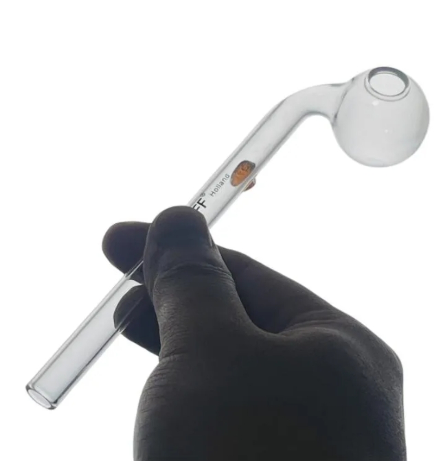 Qbsomk Pyrex glass oil burner pipe smoking accessories 14cm 90° LOGO color transparent big tube nail tips bong