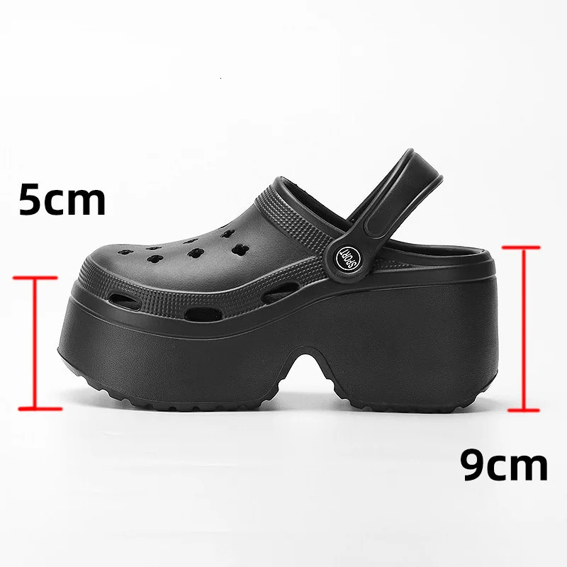 2024 Short and Fat Platform Sandals Summer Beach Thick Sole Sliding Womens Black and White Wedge High Heel Sandals Garden Shoes 240531