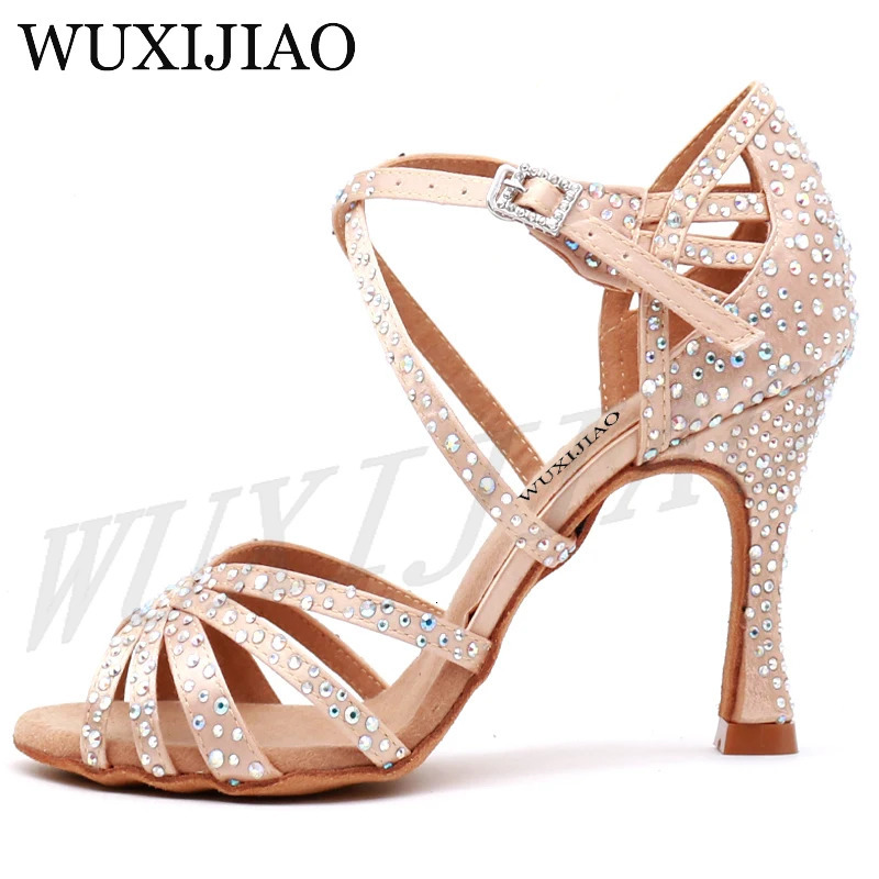 Women's Satin Shining Rhinestones Soft New Hot Bottom Party - Salsa Latin Dance Shoes (Heel: 5Cm/10Cm)