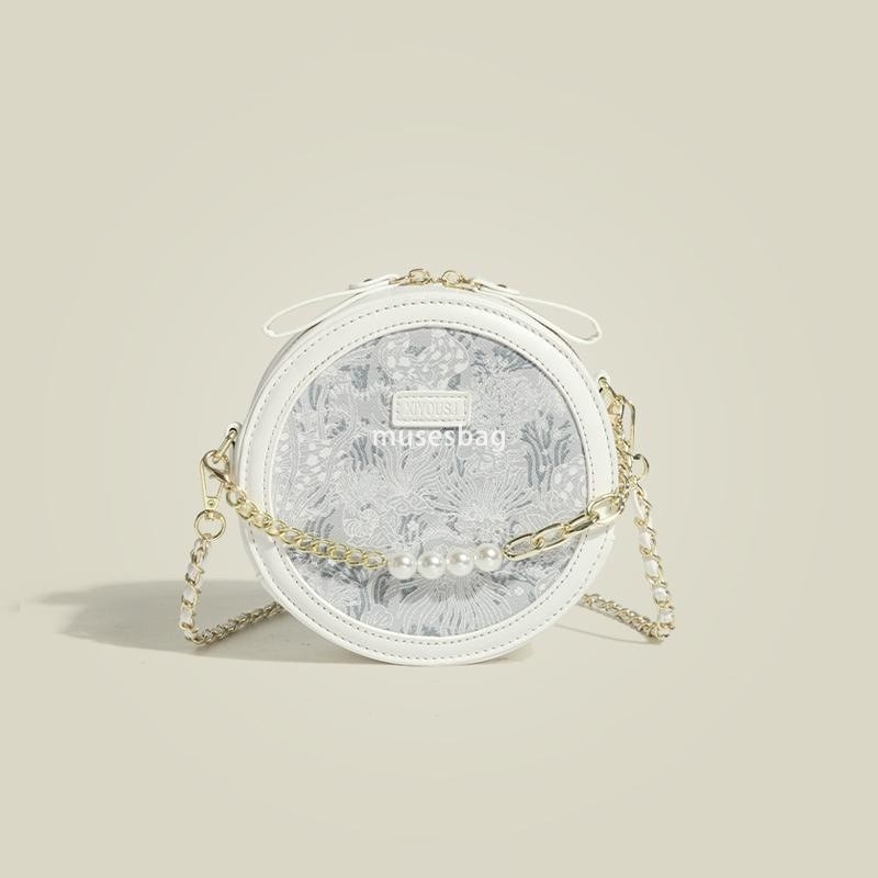 Small round bag with niche design chain for women's spring and summer new high-end texture versatile fashion one shoulder crossbody small bag
