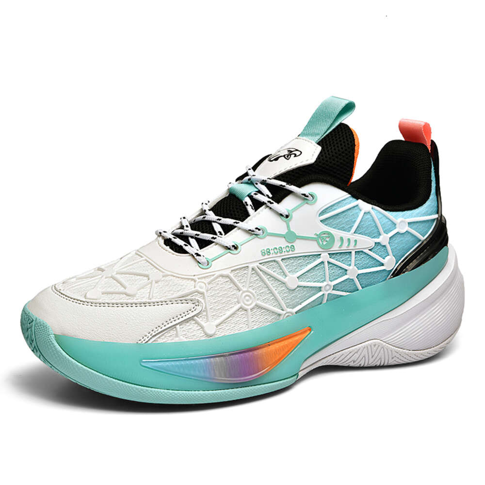 High Quality Men's Fashion Contrast Color Basketball Shoes Wear Resistant Non Slip Lace-up Sneakers