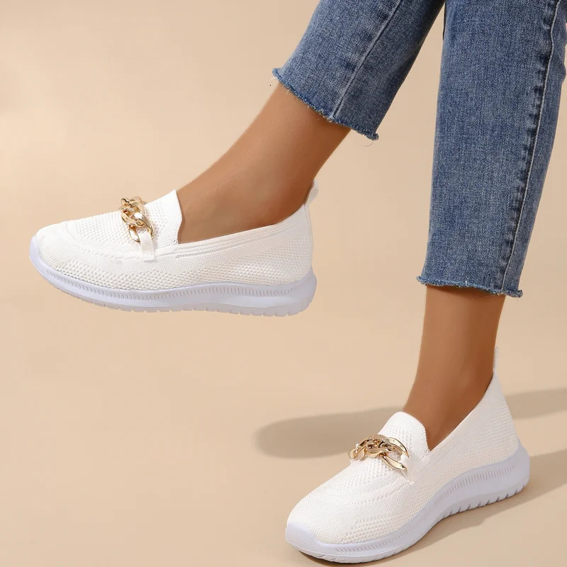 Ladies' Mesh Slip-On Sneakers: Breathable, Elastic, for Casual Autumn Wear