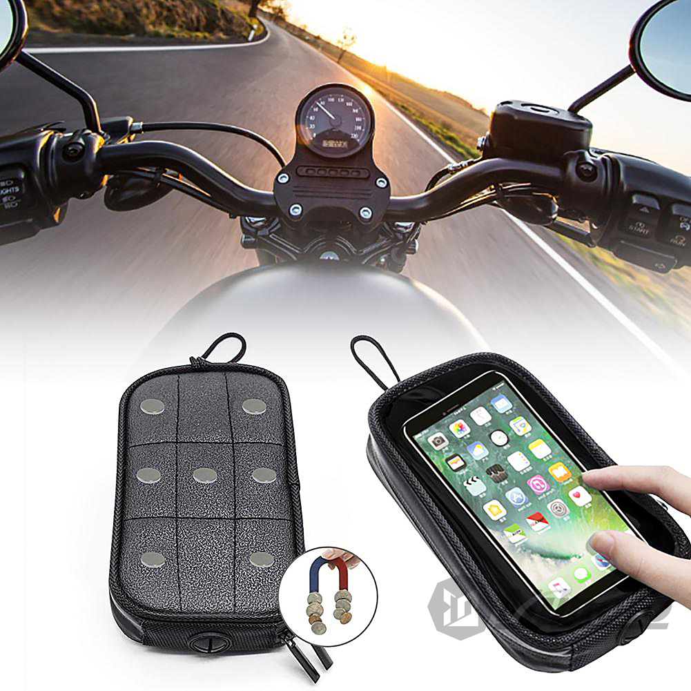 Mini Motorbike Magnetic Tank Bag Outdoor Adventure Waterproof Motorcycle Tank Backpack Magnetic Phone Holder Black Lightweight