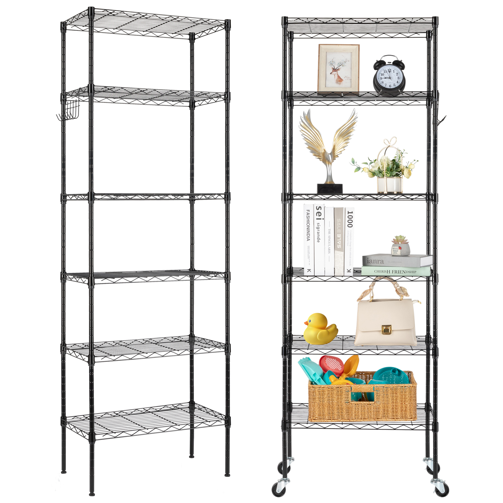 Replaceable Wheeled or Rack | Heavy-Duty Carbon Steel Storage, Black dh911125171