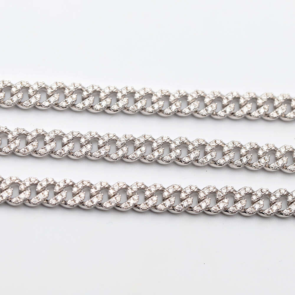 Yuyinggems High Polish 14k White Gold Plated Micro Hip Hop Jewelry Miami Cuban Chain Necklace for Women Men