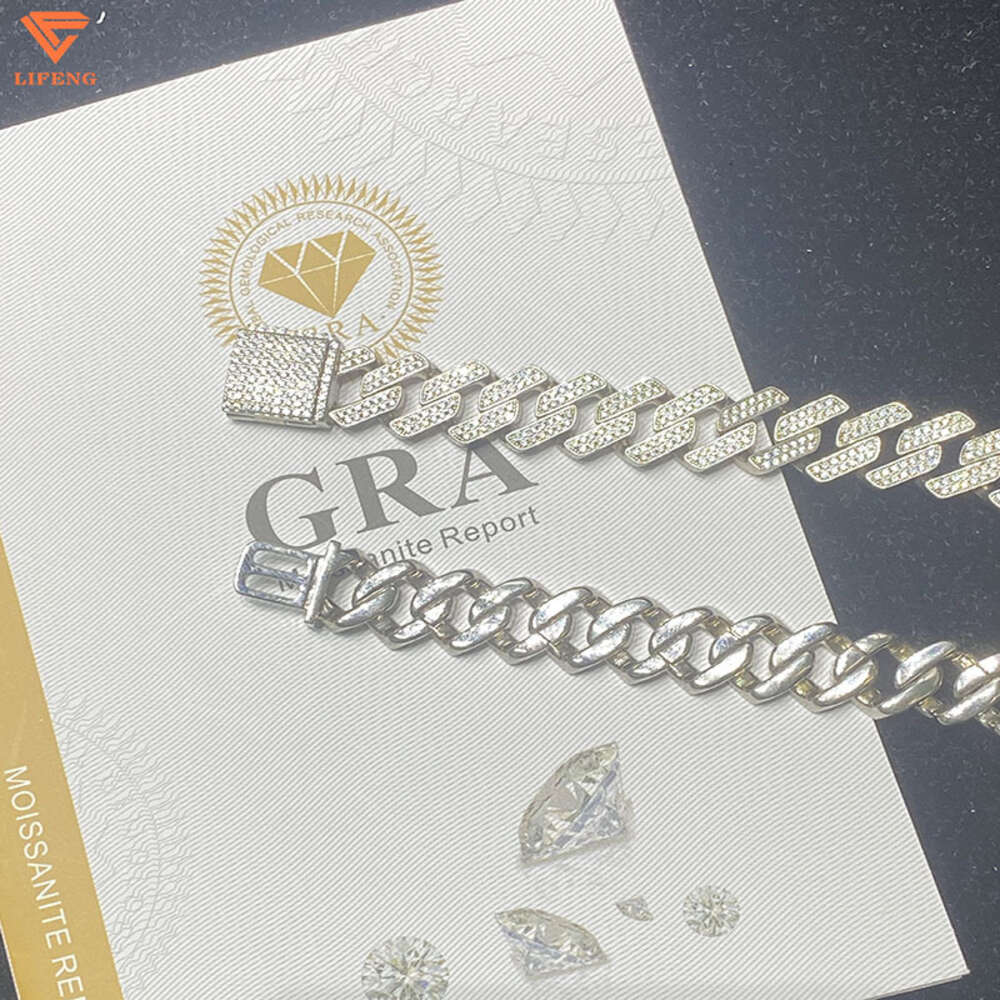 Lifeng Fashion Jewelry Factory Moissanite Cuban Link Chain 925 Sterling Silver Ice Custom Hip Hop Necklace for Men