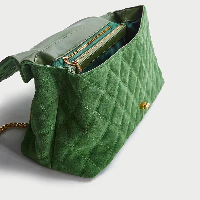 Spring, Summer, Autumn, and Winter New Korean Edition Large Capacity High Quality Textured Frosted Diamond Grid Bag Chain Strap Crossbody Shoulder Bag