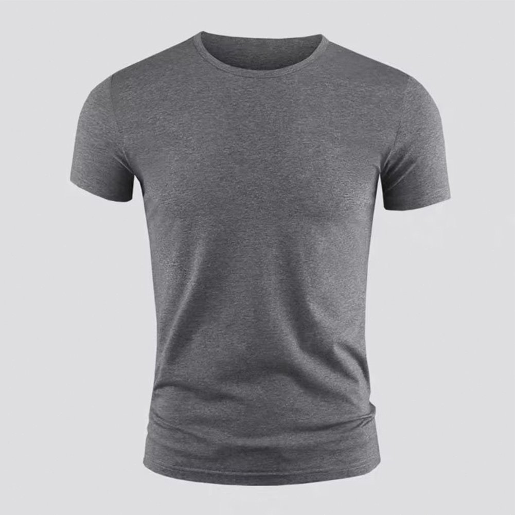 summer Mens Short Sleeve TShirt Basic Plain Casual Gym Muscle Crew Neck Tshirts Slim Fit Tops Tee Clothing For Man k7J3