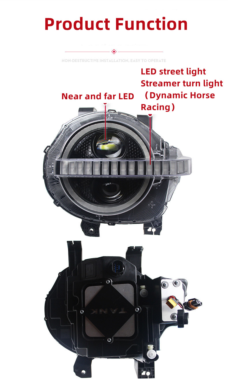 Full LED Headlights Assembly for TANK 300 20 21-2024 Modified Wild Horse LED Daytime Lights Flowing Turn Signals