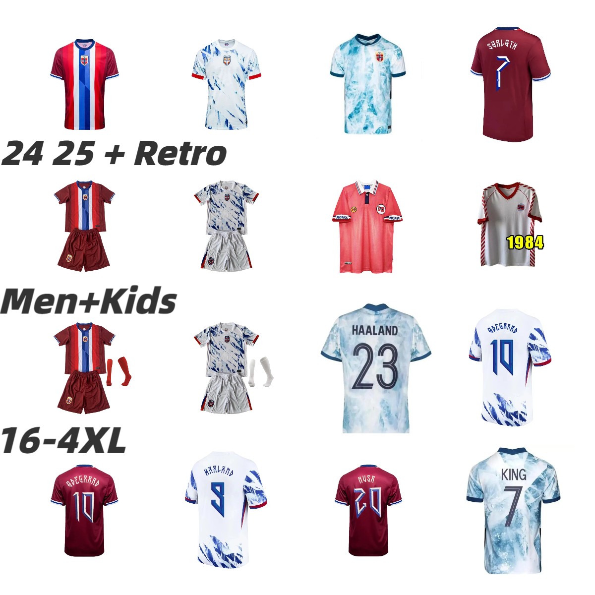 1984 98 Norwaies Soccer Jerseys 24 25 noruega Haaland odegaard Berge Berg Flo King Sorloth Solskjaer national BJORNEBYE Andre team REKDAL retro Football shirt 16-4XL
