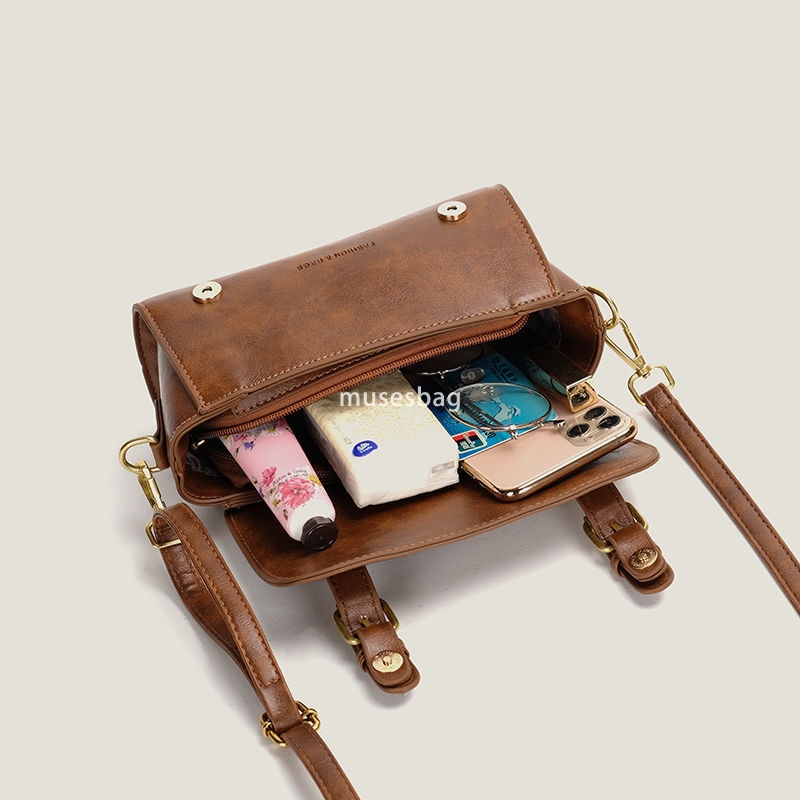 Fashionable retro cylindrical bag for women's new trendy and trendy style niche high-end texture versatile single shoulder crossbody Cambridge ba