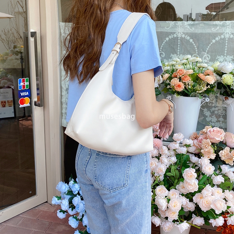 New trendy internet celebrity summer stick bag Korean version niche fashion casual soft PU underarm bag milk tea colored women bag