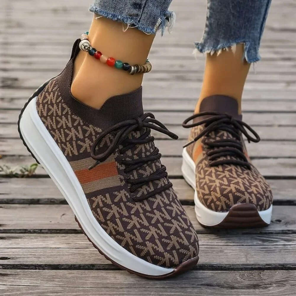 2024 Platform Spring Summer Women Vulcanized Shoes Casual Running Sneakers Lace-Up Wedges Breathable Sports Shoe 4eec5