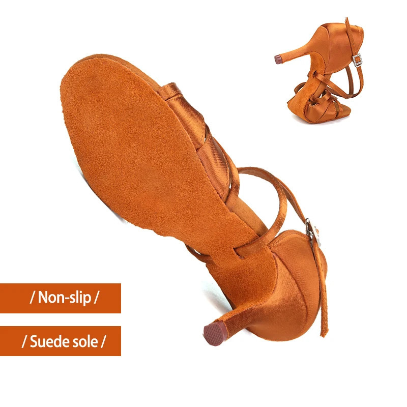 DKZSYIM Latin Dance Shoes Women Ballroom Tango Dancing Shoes Suede Soles Silk Party Salsa Dance Shoes for Ladies Sandals 240607