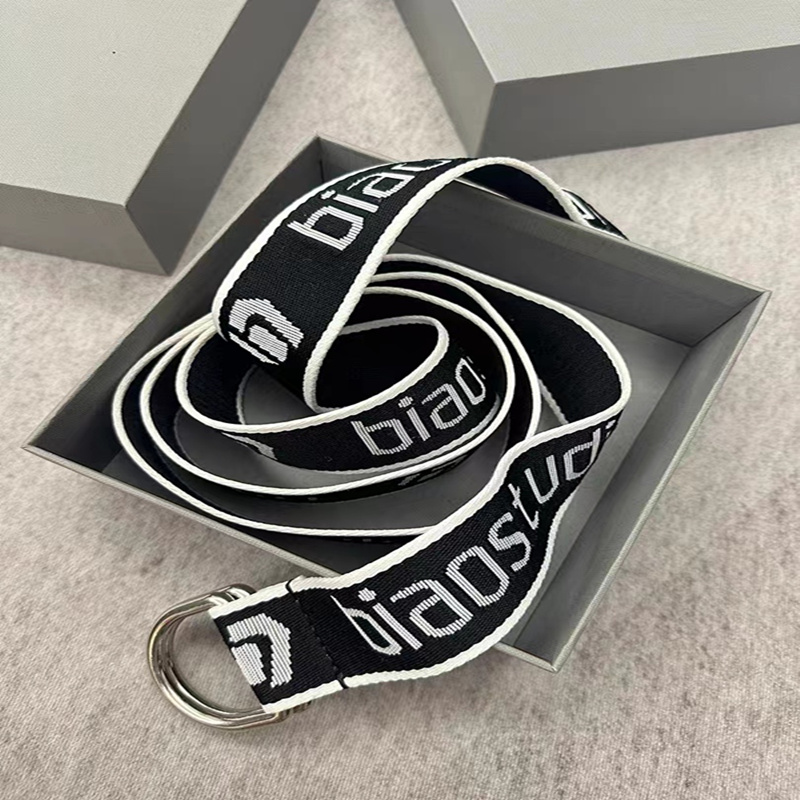 24SS High Quality Woven Canvas B-Letter Logo Black Belt for Men and Women's Daily Wear Fashion Accessories