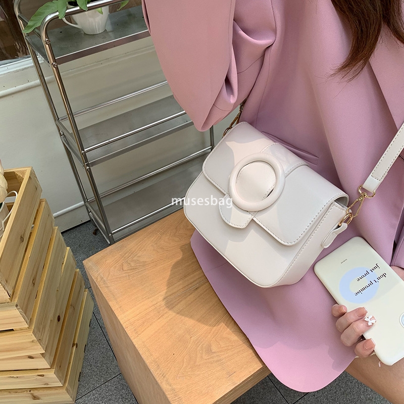 Niche Design Summer Peach Pink New PU Women's Bag Girl Heart Macaron Single Shoulder Crossbody Small Square Bag Trendy