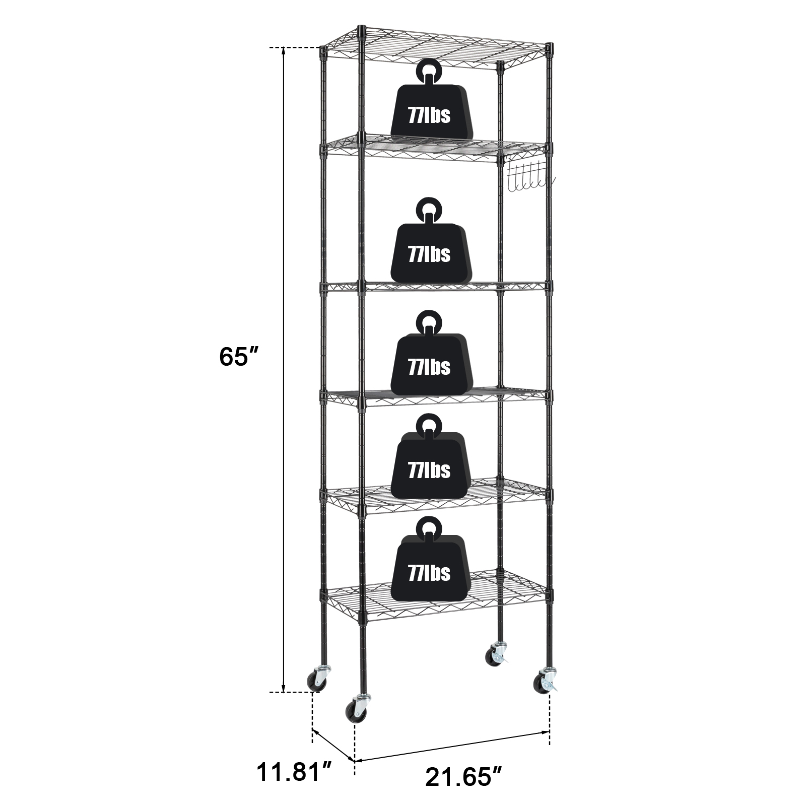 Replaceable Wheeled or Rack | Heavy-Duty Carbon Steel Storage, Black dh911125171