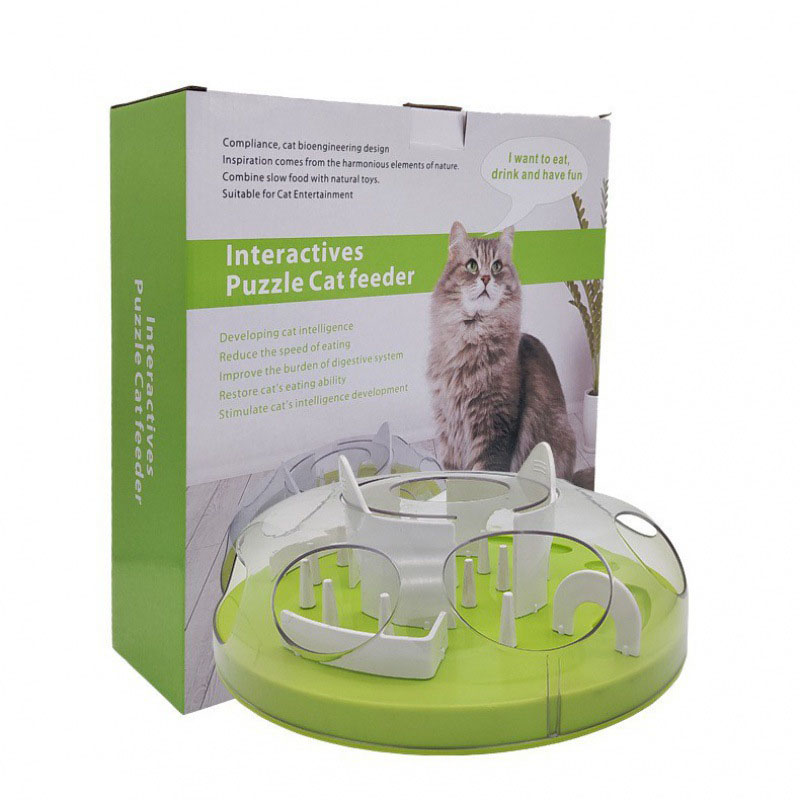Pet Cat Toy Anti-Choking Maze Training Puzzle Slow Food Bowl Toy