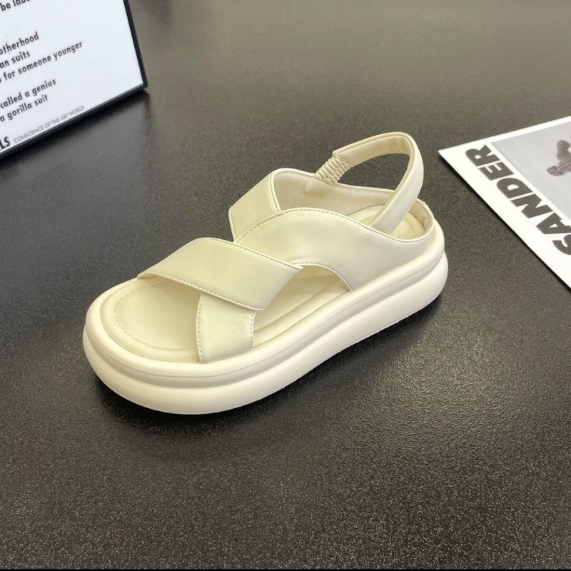 Open toed thick soled cross strap sandals women in summer 2024 sponge cake bottom sand sports beach Roman shoes for women's trend