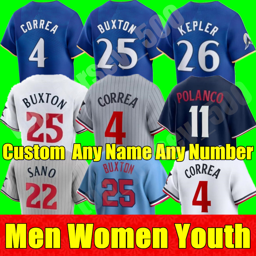 2024 City Connect Men Women Youth Baseball Jerseys Carlos Correa BYRON BUXTON JORGE POLANCO JOSH DONALDSON MINNESOTA MAX KEPLER TWINS MICHAEL PINEDA Custom JERSEY