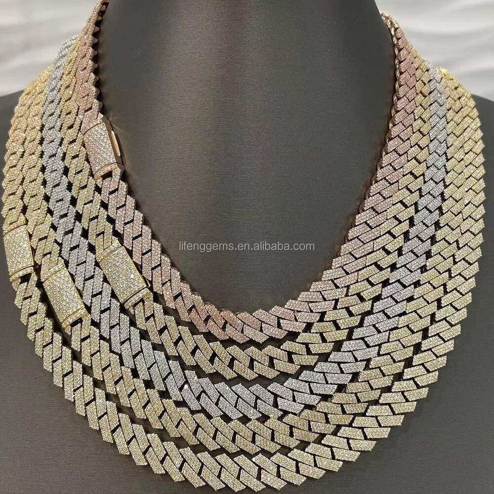 Lifeng Jewelry Accept Customized Hip Hop Bling Vvs Moissanite Cuban Chain Necklace Iced Out Diamond Cuban Chain