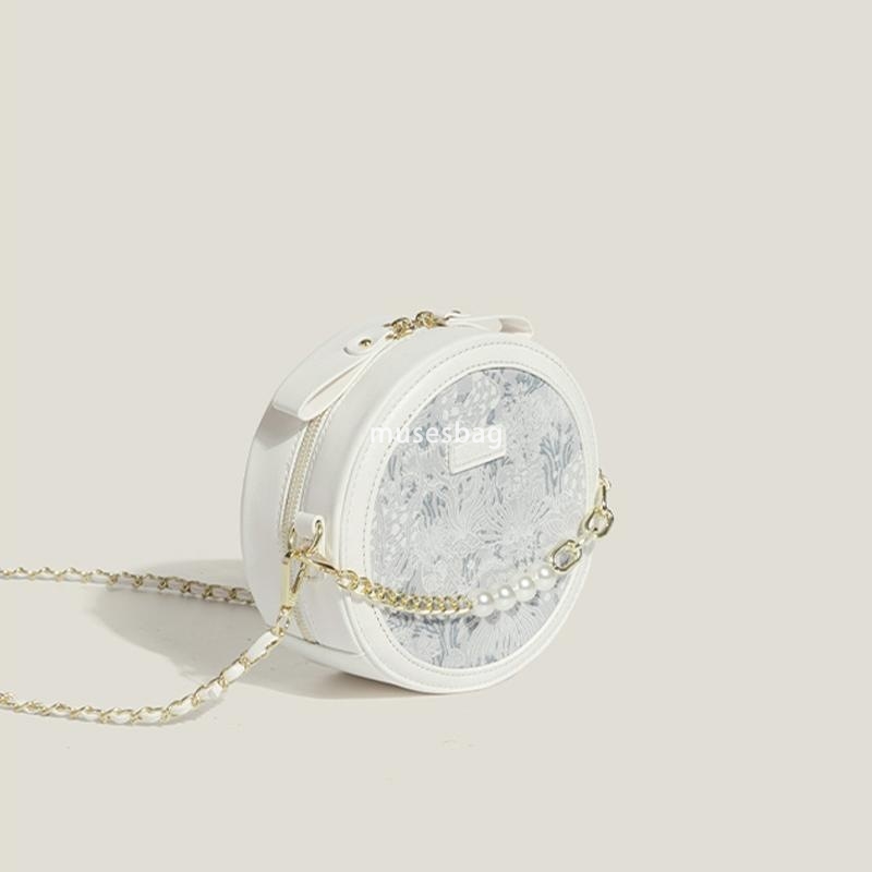 Small round bag with niche design chain for women's spring and summer new high-end texture versatile fashion one shoulder crossbody small bag