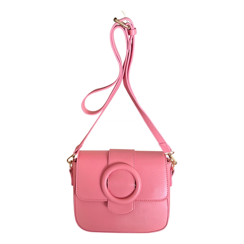 Niche Design Summer Peach Pink New PU Women's Bag Girl Heart Macaron Single Shoulder Crossbody Small Square Bag Trendy
