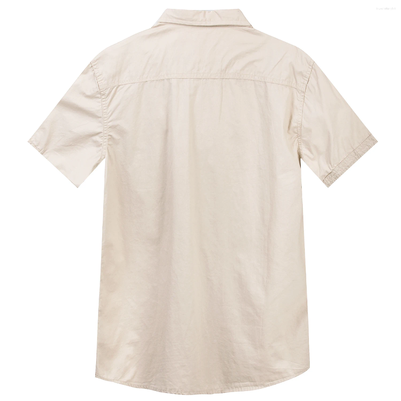 Men's Casual Shirts Summer Fashion Men Short Sleeve Solid Color Safari Shirt Cargo Work Cotton Pocket Male Plain Tops