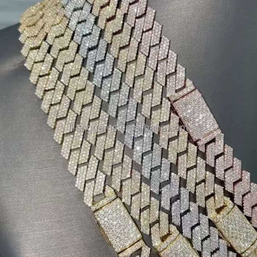 Lifeng Jewelry Accept Customized Hip Hop Bling Vvs Moissanite Cuban Chain Necklace Iced Out Diamond Cuban Chain