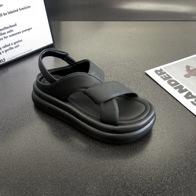 Open toed thick soled cross strap sandals women in summer 2024 sponge cake bottom sand sports beach Roman shoes for women's trend