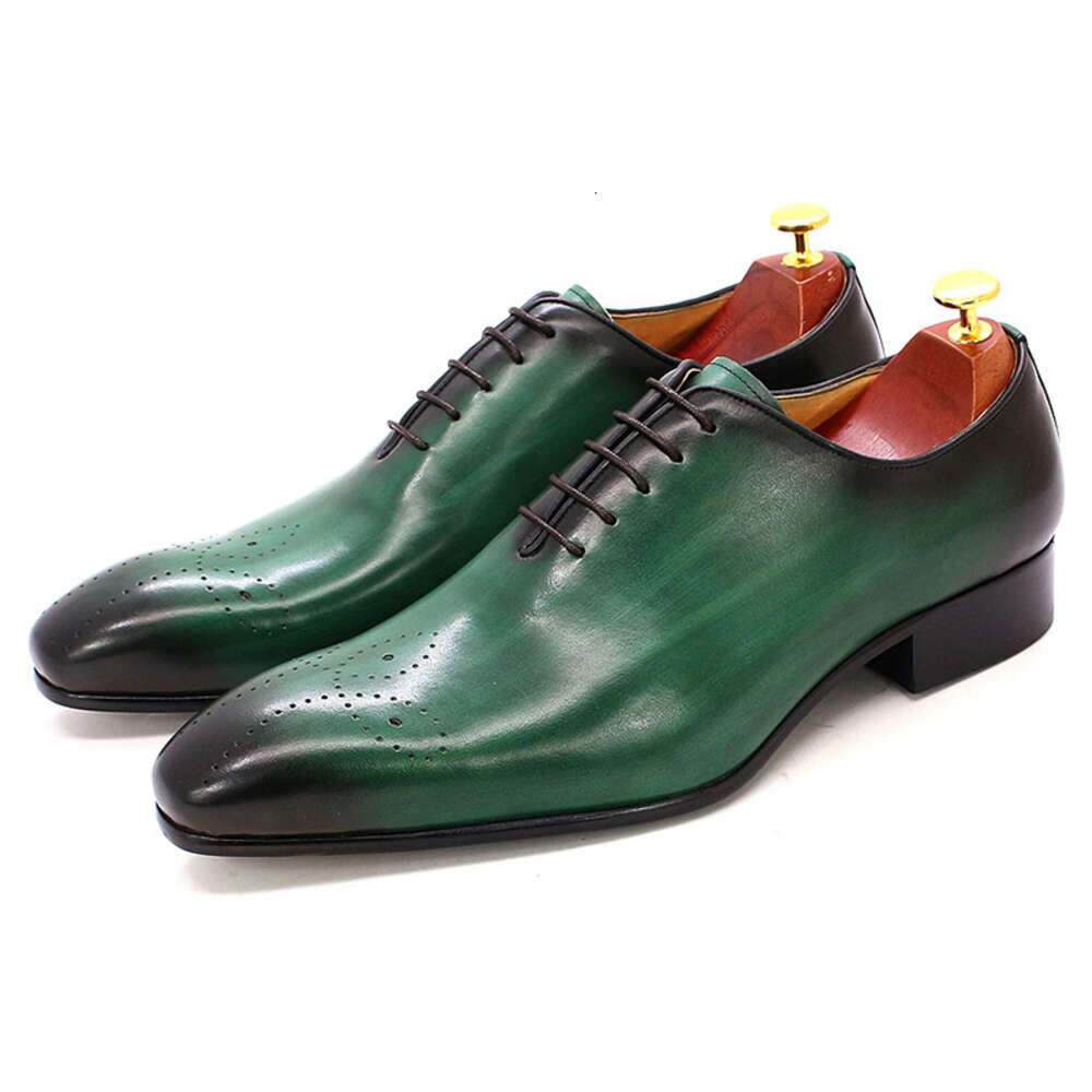 FELIX CHU Mens Oxford Genuine Leather Whole Cut Fashion Pointed Toe Lace-Up Formal Business Wedding Dress Shoes For Men