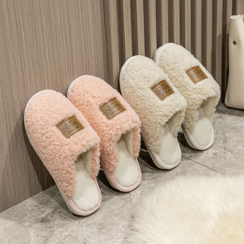 Slides Men Women Slippers Ladies Wool Winter Fur Fluffy Furry Non-Slip Sandals Fashion Fuzzy Flip Flop Slipper