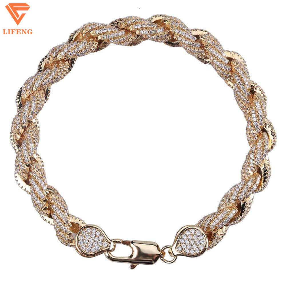 2023 New Arrival Hip Hop Jewelry 8mm Full Vvs Moissanite Iced Out S925 Rope Chain Mens Cuban Link Clasp Bracelet