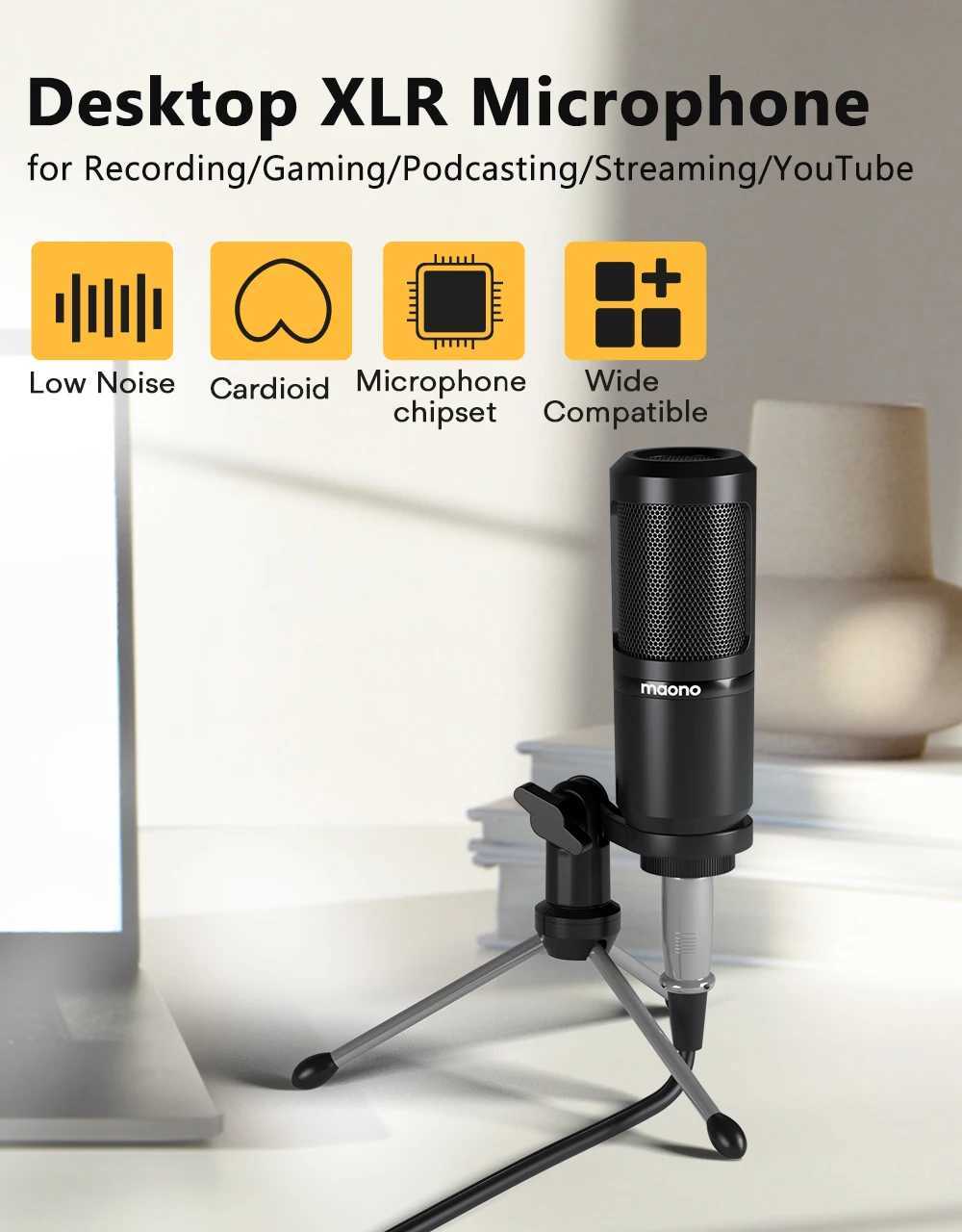 Microphones Maono PM360TR Condenser Microphone Podcast Microphone 3.5mm Mic for ComputerLaptopPhoneSound CardYouTubeGamingRecording S246110